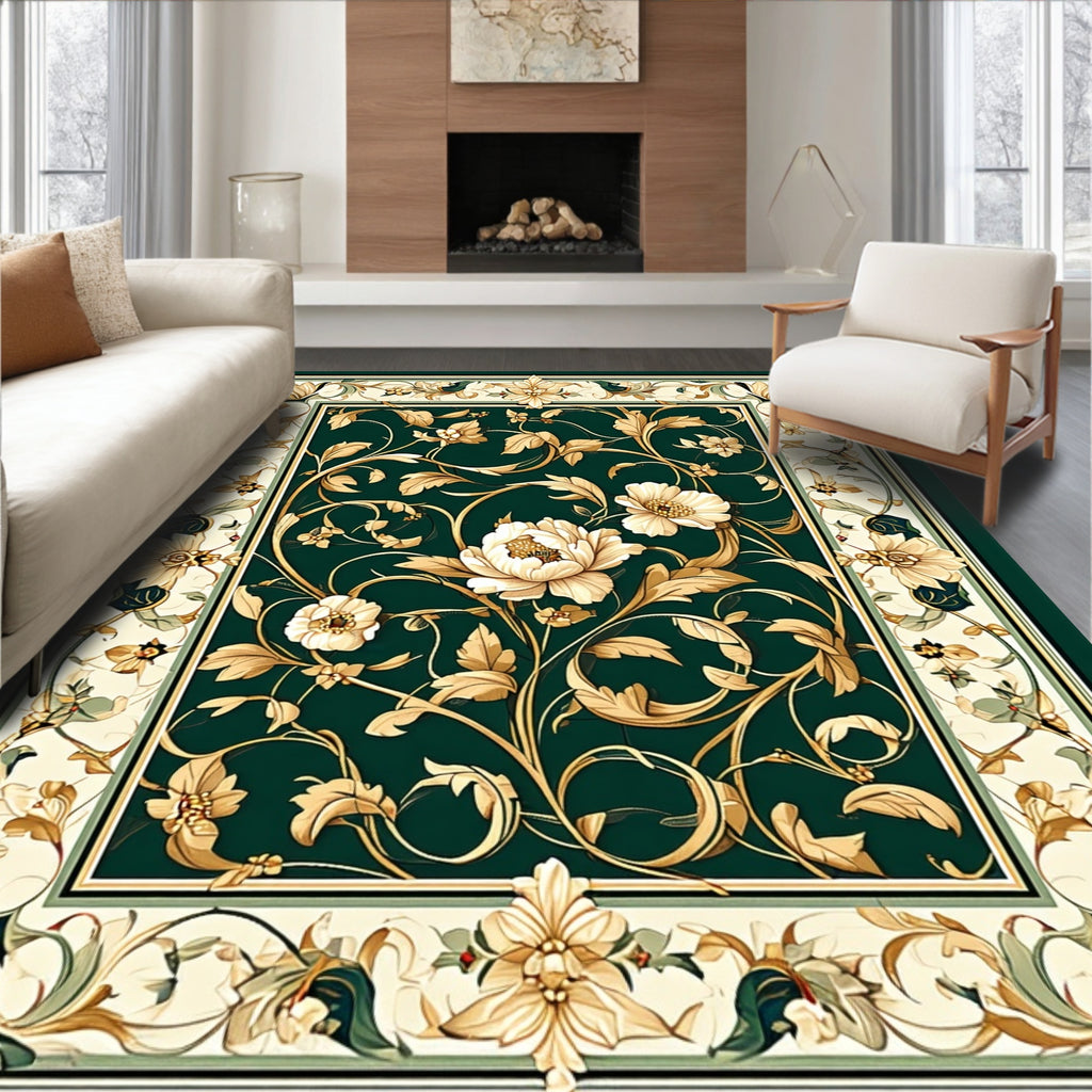 Ornate Floral Vines Pattern Rug