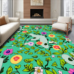 Whimsical Floral Animal Garden Rug