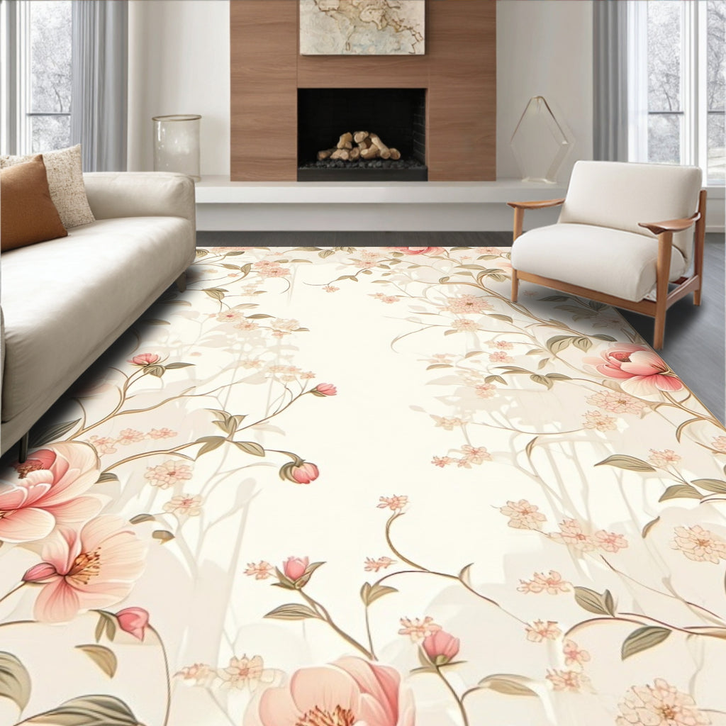 Pastel Floral Vine Pattern Rug