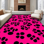 Bold Pink Paw Print Pattern Rug