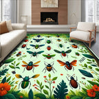 Nature's Garden Beetle Pattern Rug