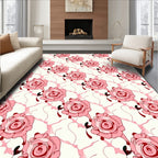 Pink Rose Patterned Contemporary Rug