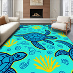 Ocean Turtle Coral Pattern Design Rug
