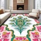 Peacock Feather Floral Art Nouveau Rug
