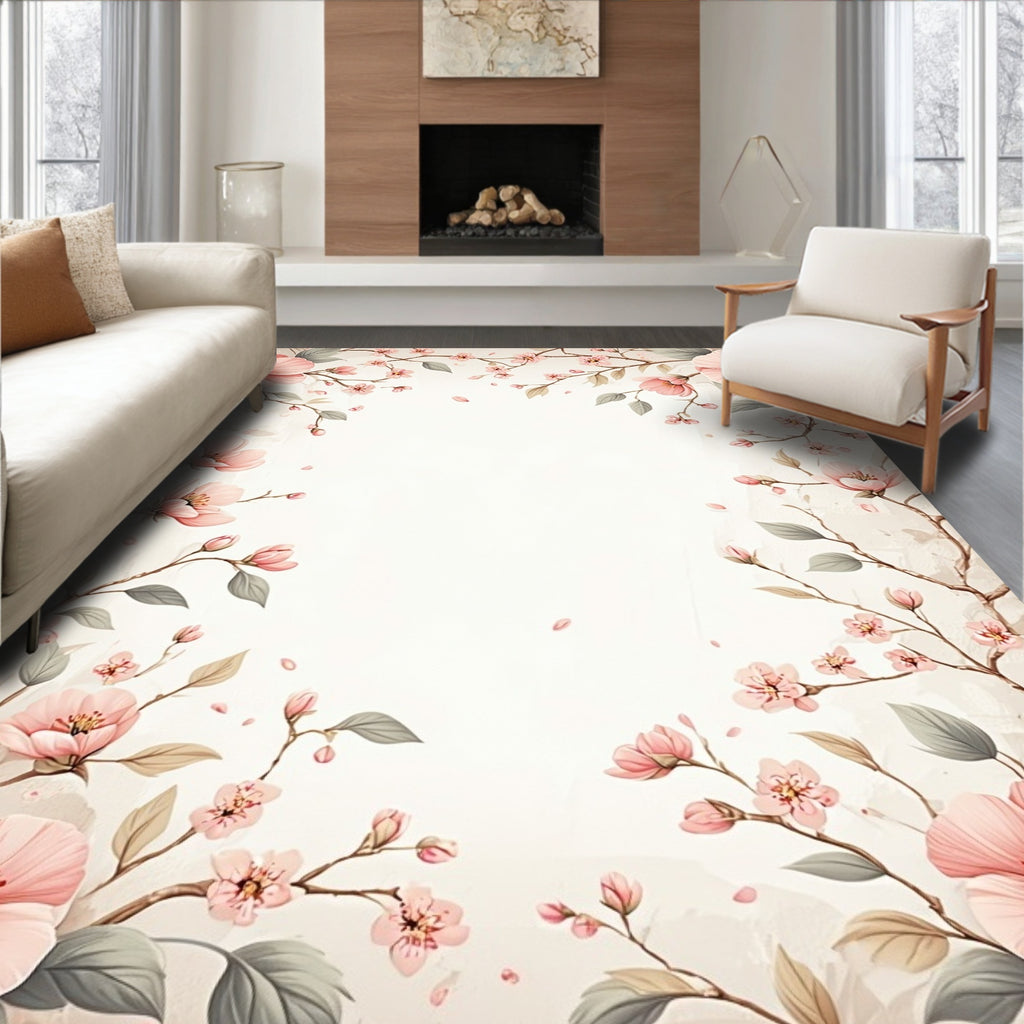 Spring Blossom Delicate Floral Pattern Rug