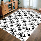 Abstract Black White Eye Pattern Rug