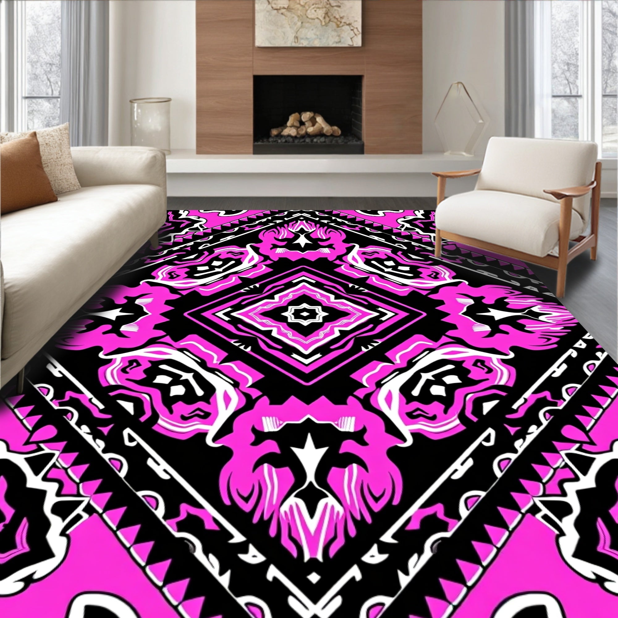 Bold Tribal Diamond Pattern Rug