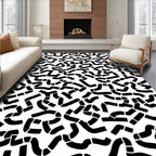 Abstract Black Tube Maze Pattern Rug