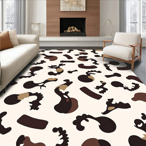 Abstract Earthy Tones Organic Shapes Rug
