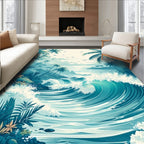 Tropical Coastal Wave Art Rug
