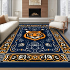 Ornate Tiger Face Pattern Rug