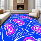 Vibrant Blue Pink Organic Swirl Rug