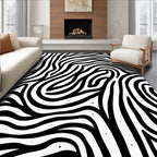 Abstract Black White Organic Stripes Rug