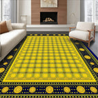 Bold Yellow Blue Geometric Circles Rug