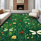 Whimsical Dragonfly Ladybug Meadow Rug