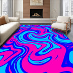 Vivid Blue Pink Swirl Pattern Rug