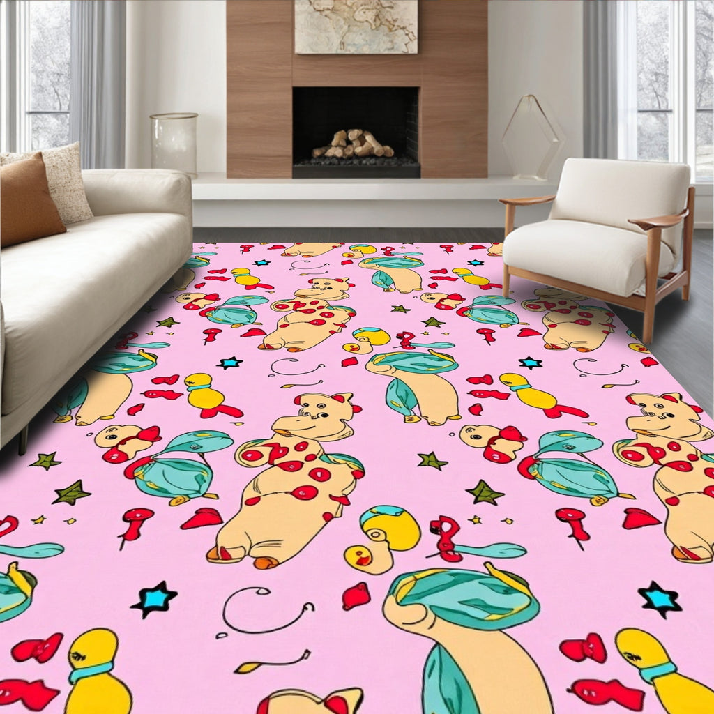 Cute Cartoon Animal And Star Pattern Rug