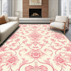 Pink Floral Damask Pattern Rug