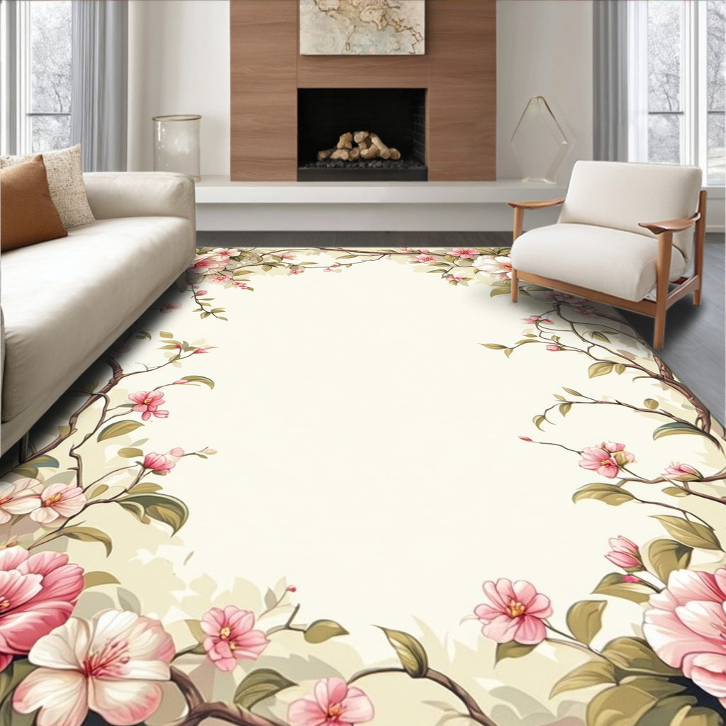 Vintage Floral Branch Blossom Design Rug