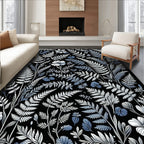 Botanical Fern And Flower Pattern Rug