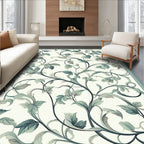 Elegant Emerald Swirl Floral Pattern Rug