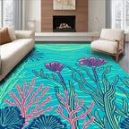 Undersea Floral Aquatic Pattern Design Rug