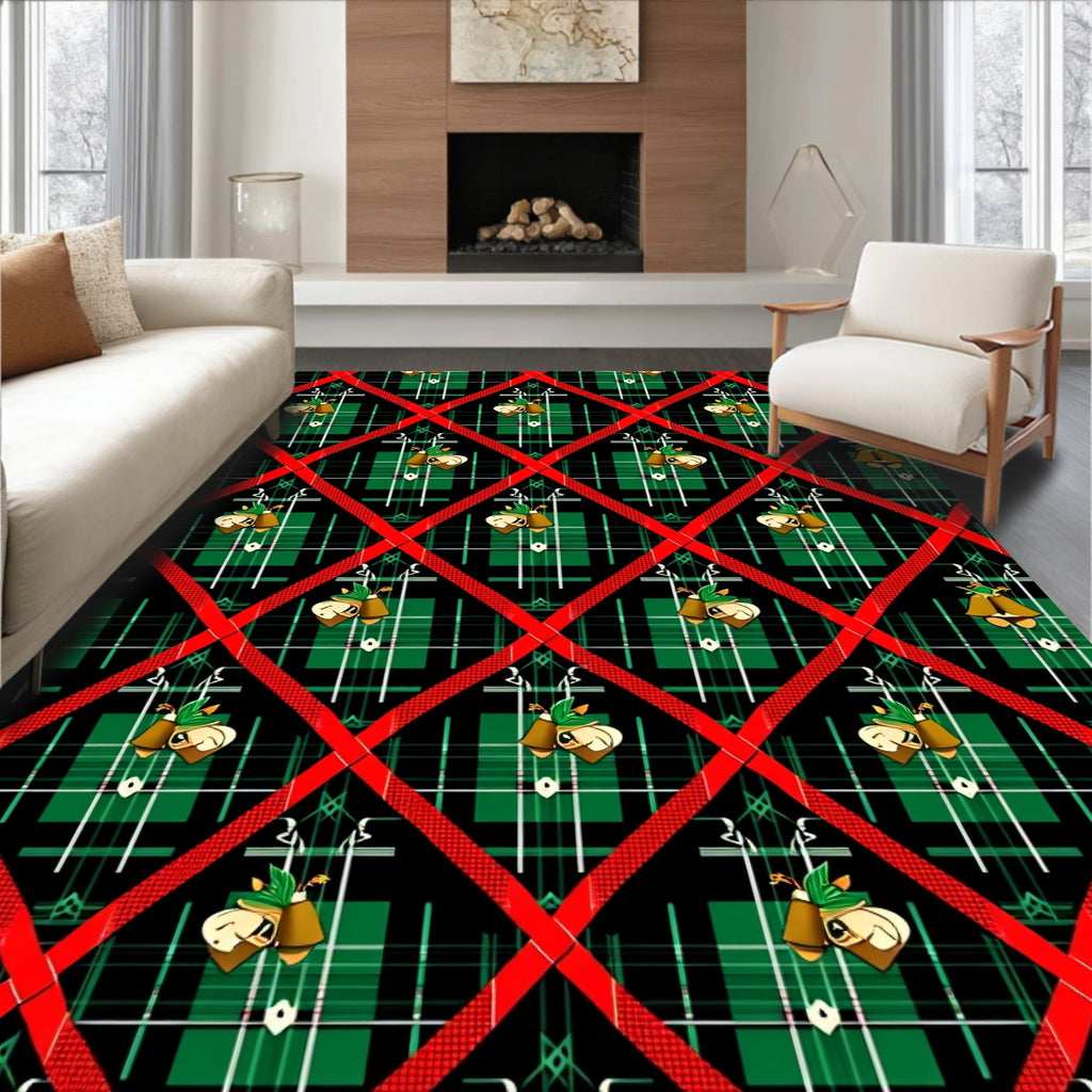 Red Diamond Plaid Bells Rug