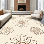 Floral Outline Retro Sunflowers Pattern Rug