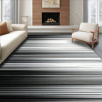 Monochrome Horizontally Lined Pattern Design Rug