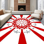 Radiant Red Sunburst Mandala Flock Rug