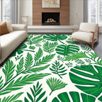 Lush Green Tropical Leaf Pattern Rug