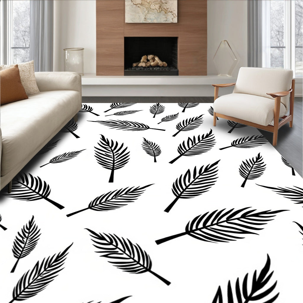 Patterned Silhouette Leaves Design Rug