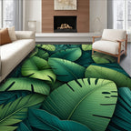 Lush Tropical Leaf Pattern Rug