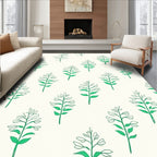 Green Botanical Sketch Pattern Rug