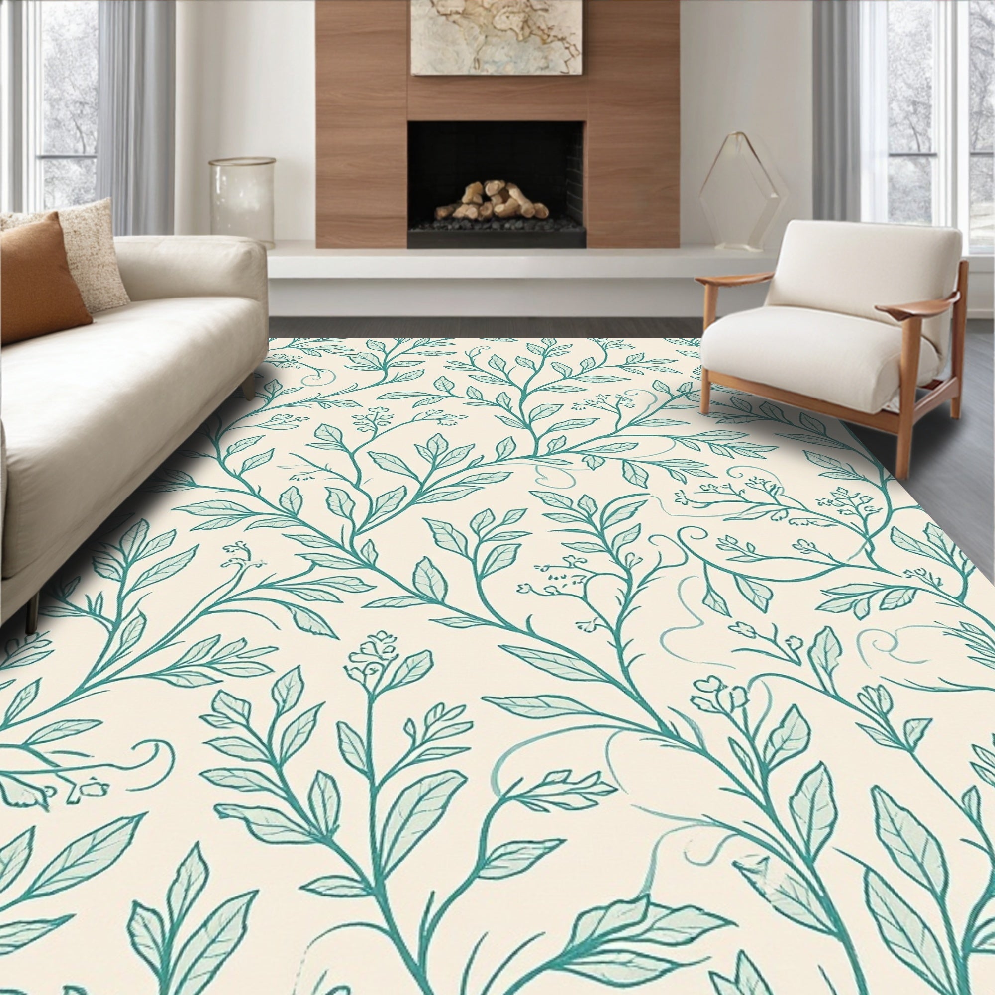 Botanical Vine Detailed Pattern Rug
