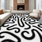 Black Organic Winding Lines Rug