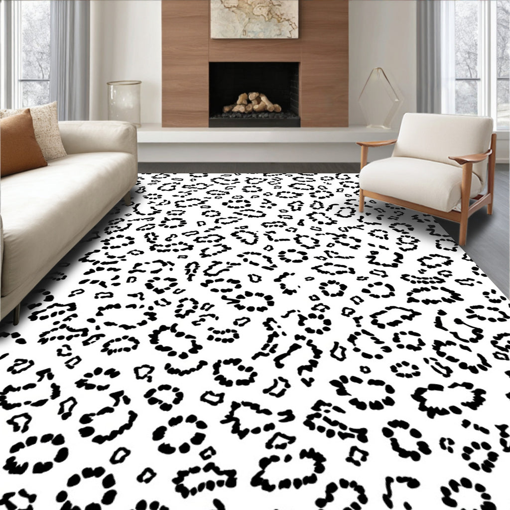 Black and White Abstract Animal Print Rug