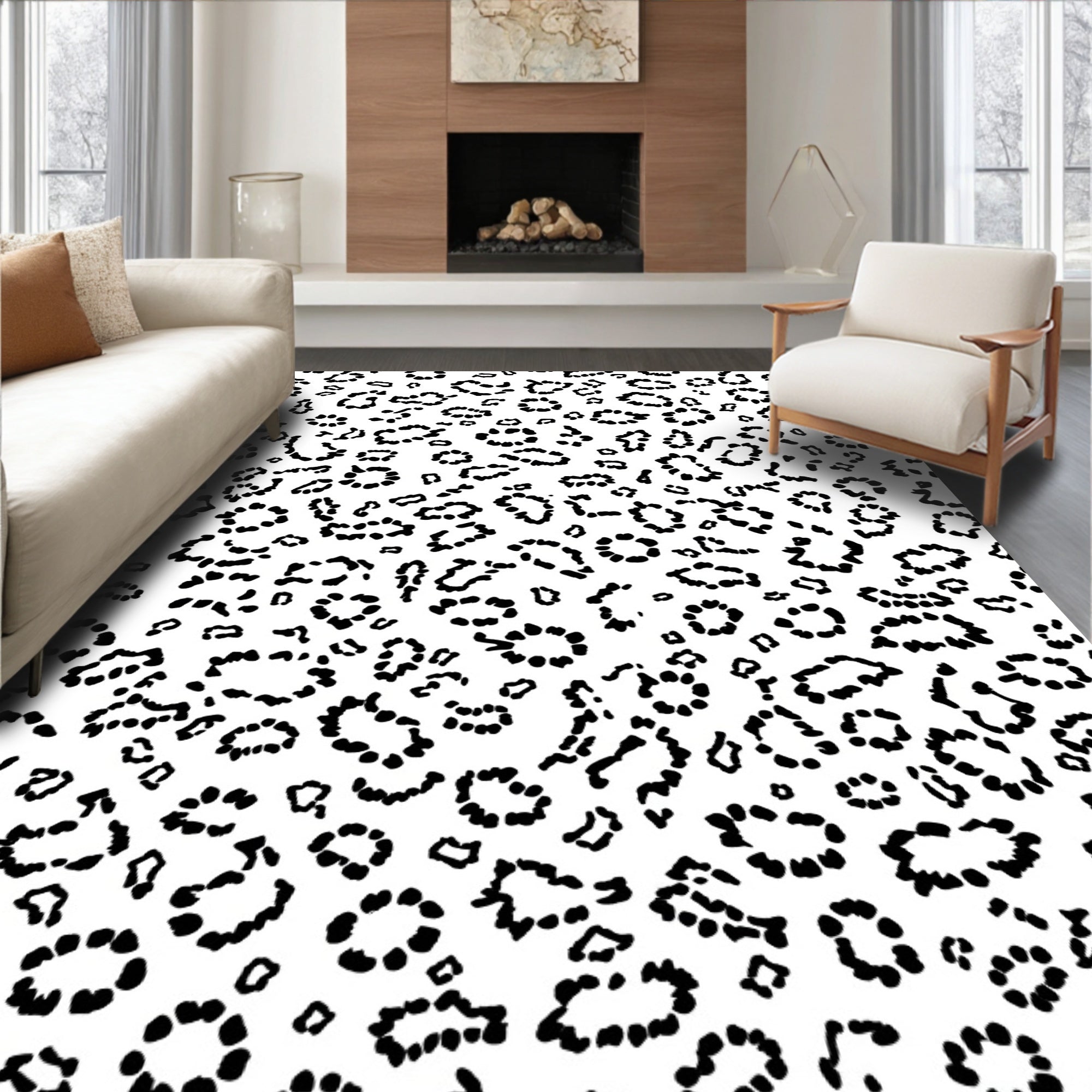 Black and White Abstract Animal Print Rug