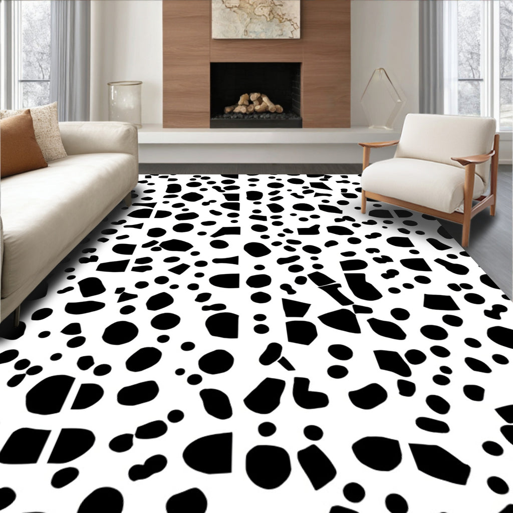 Black White Polka Dot Pattern Rug