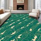 Abstract Teal Organic Striped Design Rug