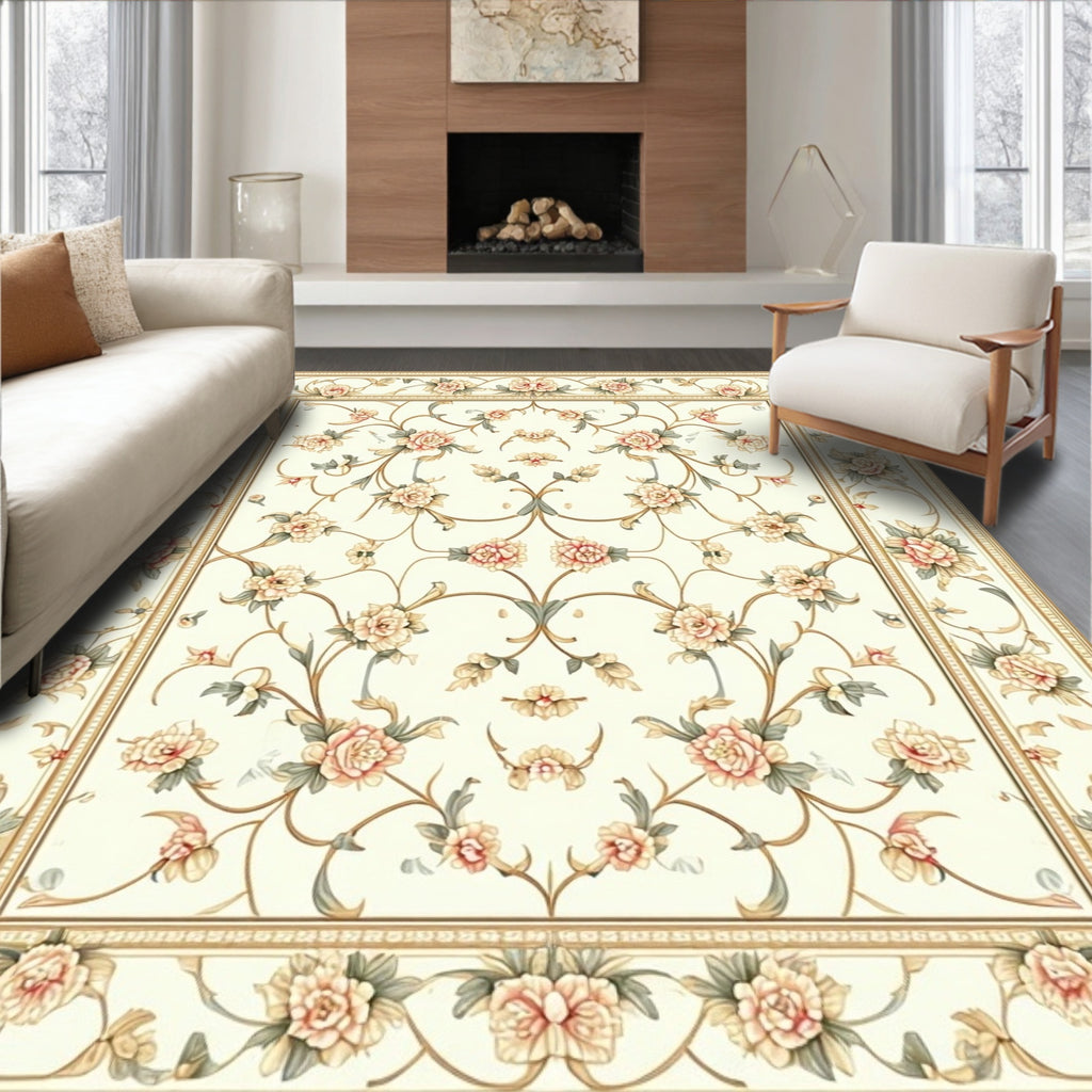 Elegant Floral Vine Garden Pattern Rug