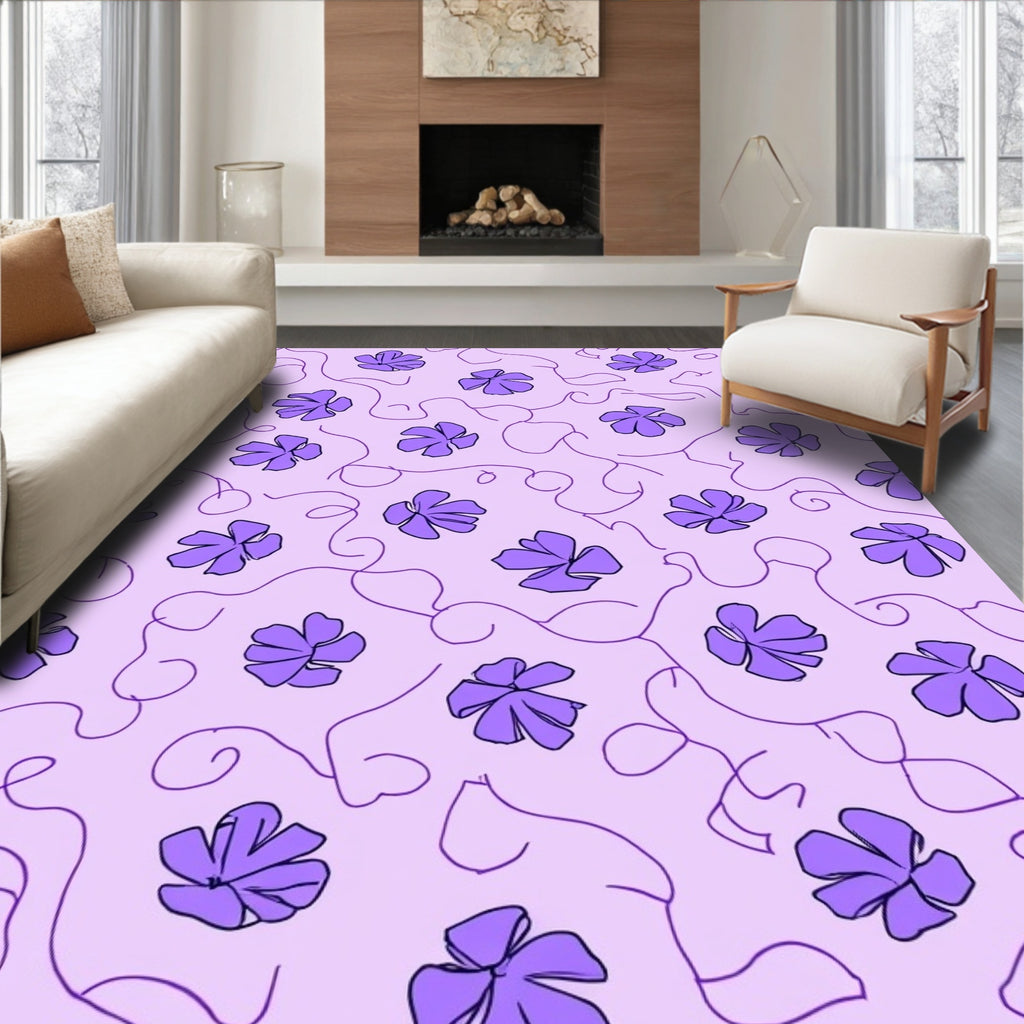 Purple Floral Vine Delight Pattern Rug