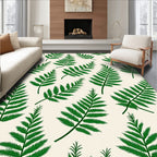 Green Fern Leaf Patterned Rug