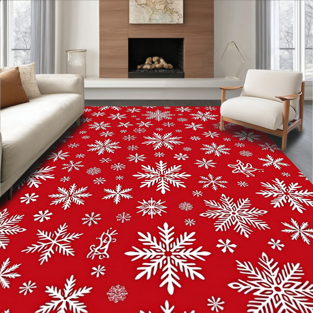 Winter White Snowflake Holiday Rug