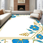 Blue Golden Floral Border Rug