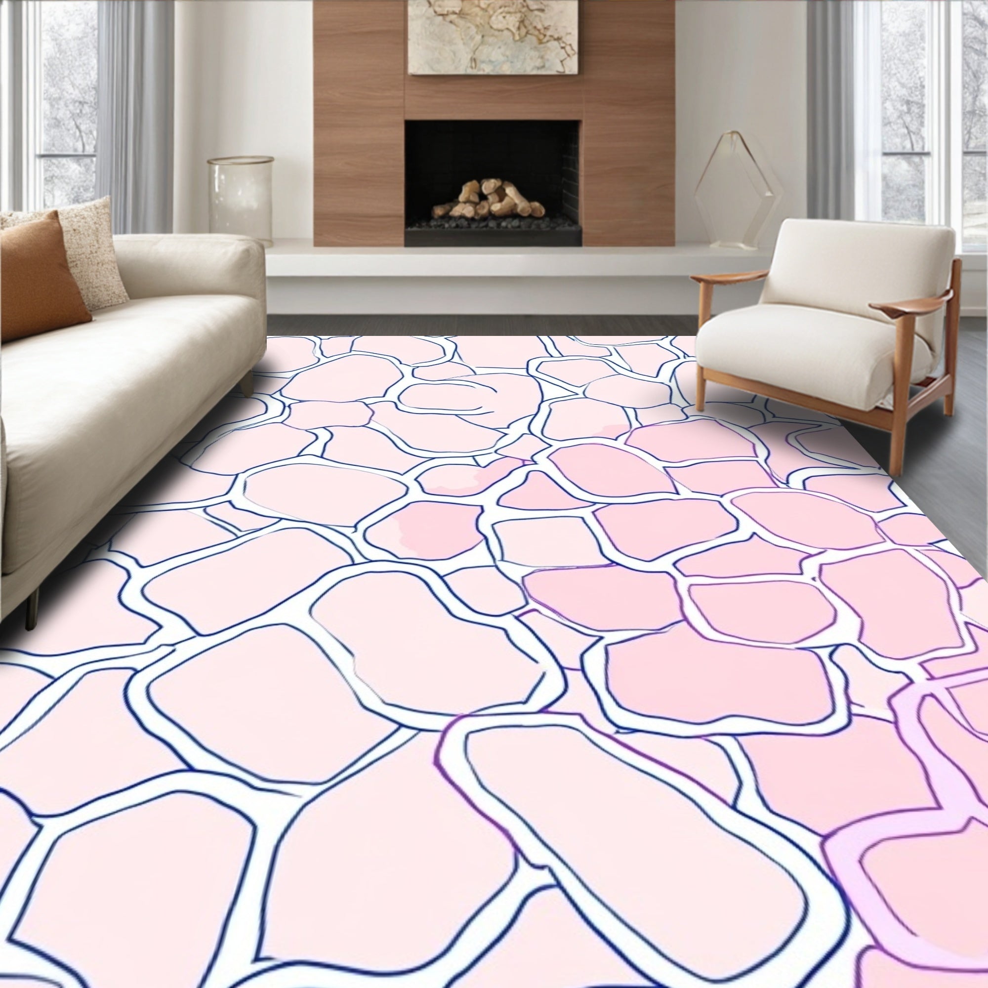 Soft Pink Irregular Pattern Rug