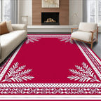 Crimson Fern Border Frame Rug