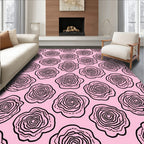 Hand Drawn Rose Pattern Print Rug