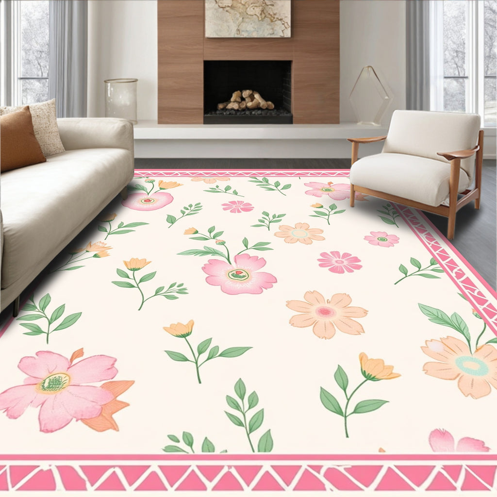 Pastel Floral Vine Pattern Rug