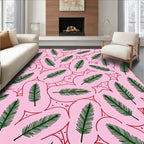 Pink Fern Abstract Art Rug